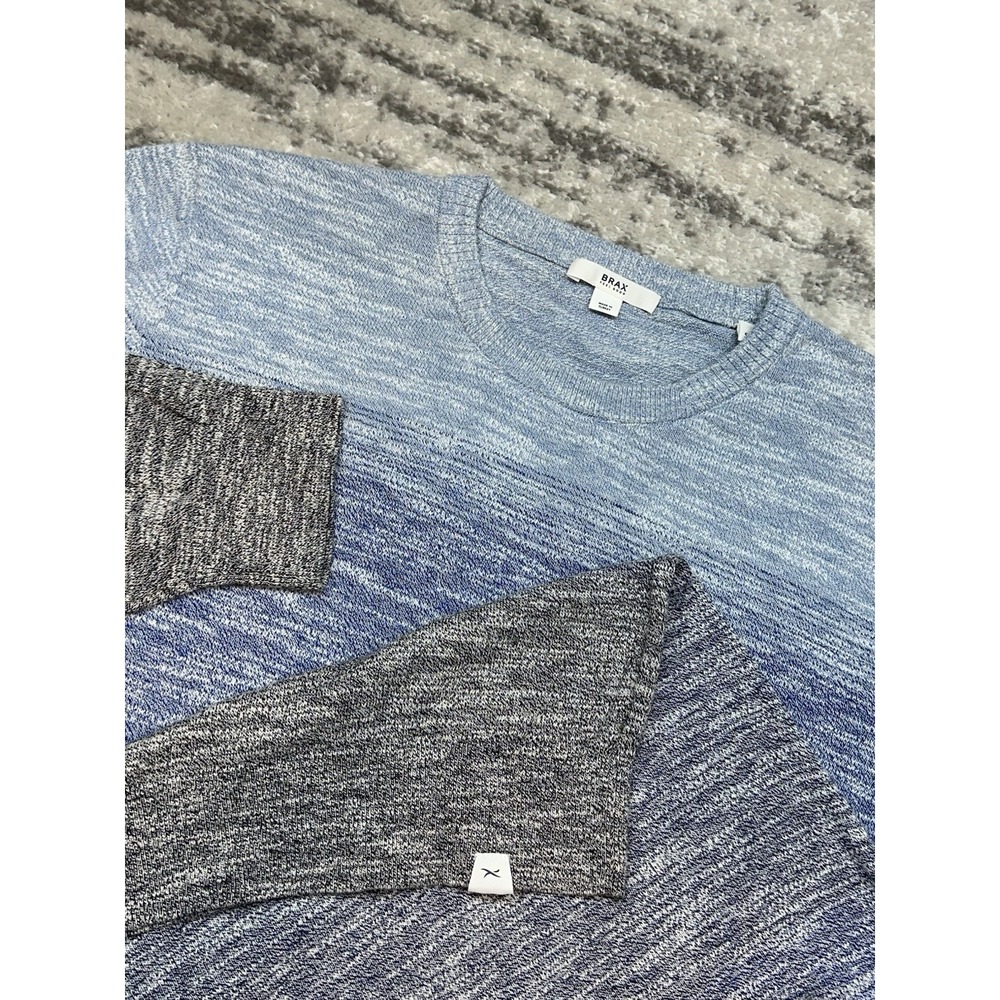 Brax Sweater Mens 52 Blue Ombre Marl Knit Crewneck Pullover Long Sleeve